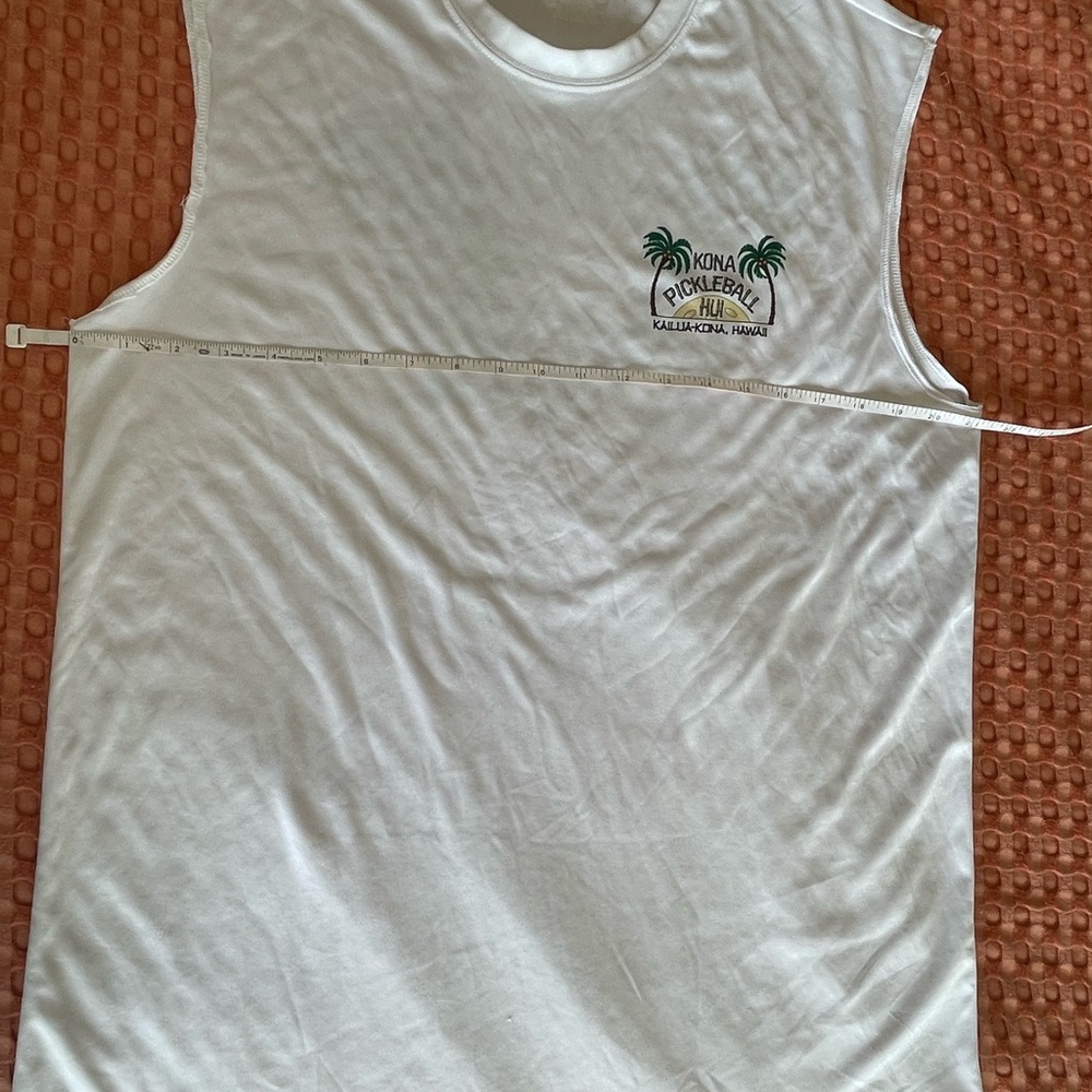 White Sleeveless Shirt with Green Logo